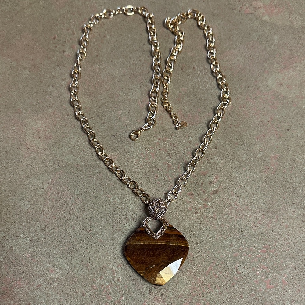 Studio Barse Tiger’s Eye Pendant On 32” Long Necklace